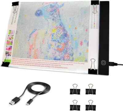 A4 LED Light Pad - Diamond Art Light Box Tracing Light Board with 3 Brightness,