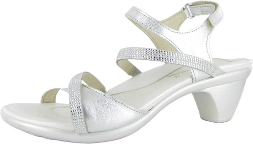 Pre-owned Naot Footwear Innovate Women's Heel Rhinestone Sandal With Cork Footbed And... In Soft Silver