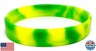 TheAwristocrat_USA Company_3-Pack Blank Wristbands Bracelets Silicone Rubber - Select from a Variety of Colors (Green and Yellow Swirl, Large (8
