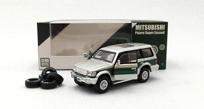 BMC 1/64 Scale Mitsubishi Pajero Super Exceed Silver/Green Diecast Model Toy