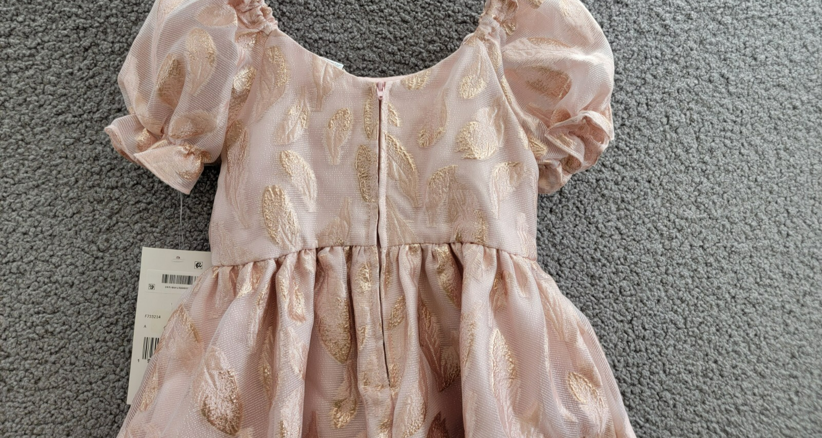 Rare Editions Puff-Sleeve Burnout Organza Dress Little Girls' 6 Blush Back Zip - Picture 13 of 17