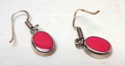 .925 Iridescent Blue Stone Mexico & Pink Stone Sterling Silver Earrings!