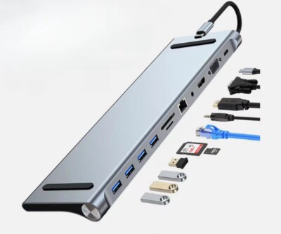 11-in-1 Type C Dock Hub USB C Laptop Docking Station Adapter For MacBook HP DELL