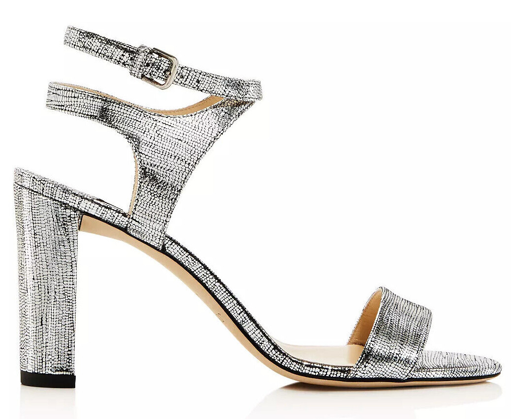 Pre-owned Jimmy Choo Women's Marine Leather High-heel Sandals Us 10 Eu 40 $650 Silver