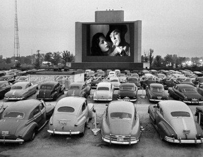 Nostalgic DRIVE-IN THEATER Photo 1940's Screening Out Of The Past Robert Mitchum