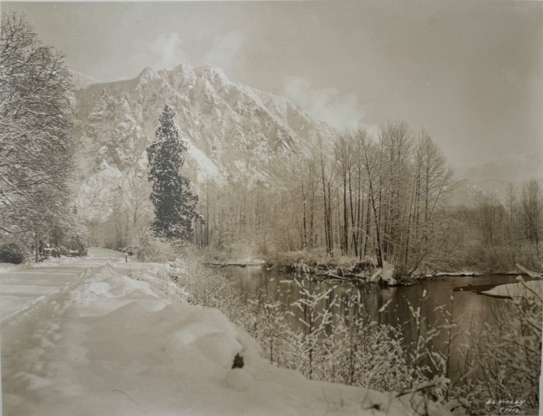 Vintage Black and White Kinsey 11x14 Photo Print, Mount Si, Snoqualmie River WA
