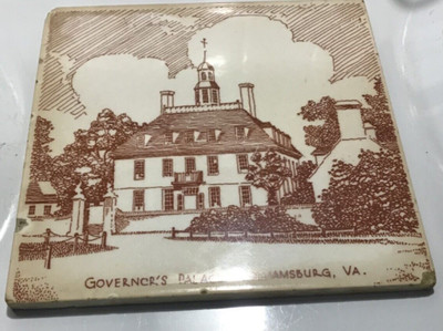 Governors Palace~Old Vintage Tile Trivet  6'' Williamsburg Va, Virginia