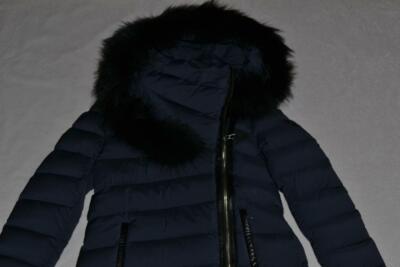 Pre-owned Rudsak Authentic  Womens Melodic Long Down Puffer Coat Fur Night Blue All Sizes