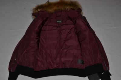 Pre-owned Mackage Authentic  Diego Bordeaux Down Bomber Fur Hood Men Jacket All Sizes In 44