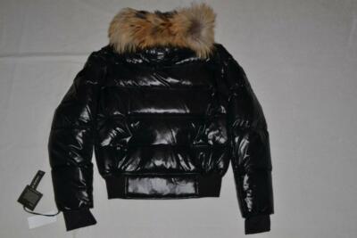 Pre-owned Sam Authentic . Skyler Fur-trim Bomber Jacket Hood Black Jet All Sizes