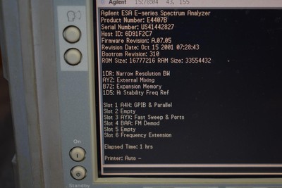 Agilent E4407B ESA Spectrum Analyzer, 9 kHz to 26.5 GHz Works But read!! Options