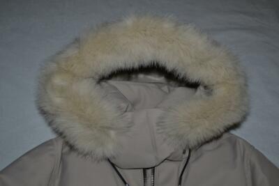 Pre-owned Mackage Authentic  Women Cory Twill Down Bomber Jacket Hood Champagne All Sizes In Ivory