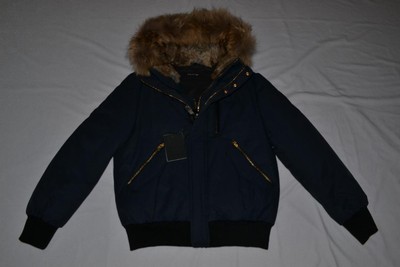 Pre-owned Mackage Authentic  Dixon Hip Length Down Navy Fur Hood Men Parka 44 ,46 , 48