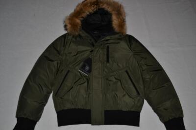 Pre-owned Mackage Authentic  Florian Army Down Bomber Fur Hood Men Jacket All Sizes In 44