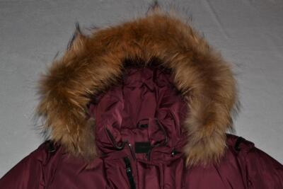 Pre-owned Mackage Authentic  Diego Bordeaux Down Bomber Fur Hood Men Jacket All Sizes In 44