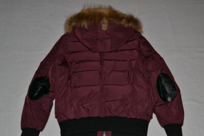 Pre-owned Mackage Authentic  Diego Bordeaux Down Bomber Fur Hood Men Jacket All Sizes In 44