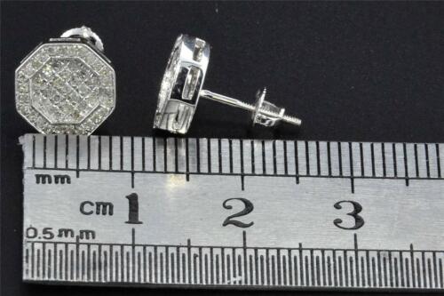 Pre-owned Jfl Diamonds & Timepieces Diamond Studs 10k White Gold Round Cut 0.38 Ct Octagon Shape Earrings