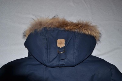 Pre-owned Mackage Authentic  Dixon Hip Length Down Navy Fur Hood Men Parka 44 ,46 , 48