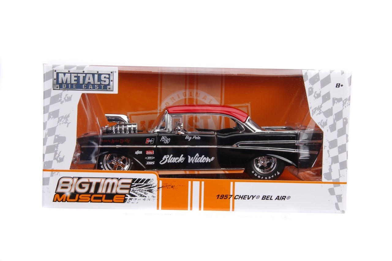 Jada 1:24 Big Time Muscle 1957 Chevy Bel Air Black/ Red