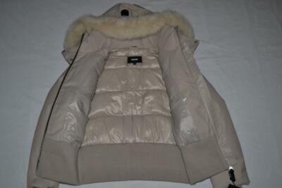 Pre-owned Mackage Authentic  Women Cory Twill Down Bomber Jacket Hood Champagne All Sizes In Ivory