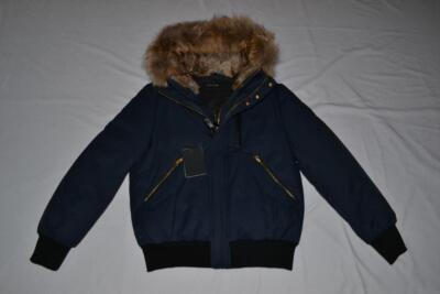 Pre-owned Mackage Authentic  Dixon Hip Length Down Navy Fur Hood Men Parka 44 ,46 , 48