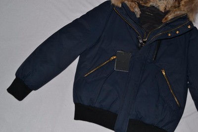 Pre-owned Mackage Authentic  Dixon Hip Length Down Navy Fur Hood Men Parka 44 ,46 , 48