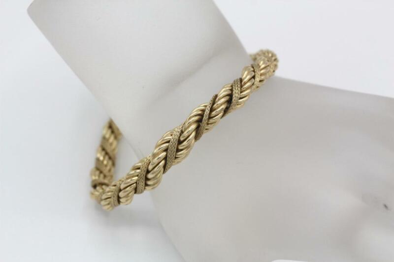 Fine 14k Yellow Gold 8mm Fancy Twisted Rope Style Bracelet Fits 6.5" Wrist 13.5g