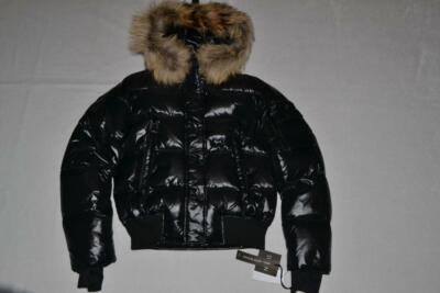 Pre-owned Sam Authentic . Skyler Fur-trim Bomber Jacket Hood Black Jet All Sizes