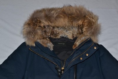 Pre-owned Mackage Authentic  Dixon Hip Length Down Navy Fur Hood Men Parka 44 ,46 , 48