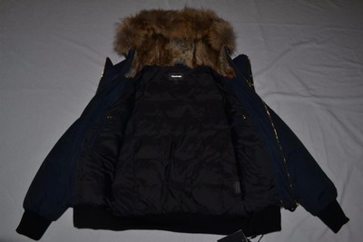 Pre-owned Mackage Authentic  Dixon Hip Length Down Navy Fur Hood Men Parka 44 ,46 , 48