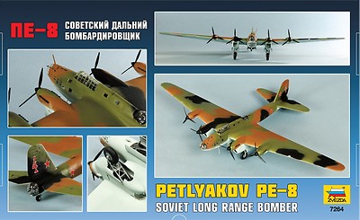 ZVEZDA 7264 SOVIET LONG RANGE BOMBER PETLYAKOV PE-8 SCALE MODEL KIT1/72