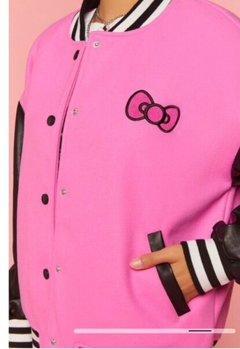 FOREVER 21 FOREVER 21 HELLO KITTY AND FRIENDS VARSITY JACKET, SIZE SMALL (OVERSIZED)