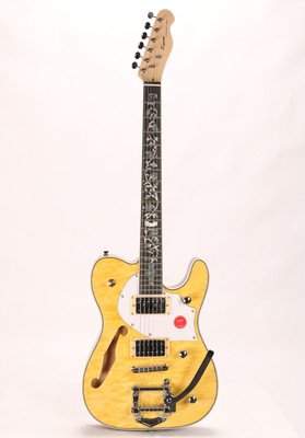 New Semi Hollow Body TL Electric Guitar Quilted Maple Top Veneer Flower Inlay
