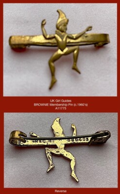 UK Girl Guides - Brownie [Dancing Pixie] Membership Pin (1950's/60) Variety