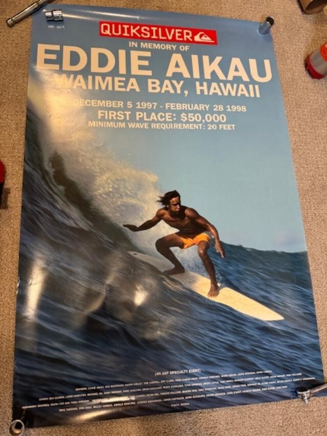 Rare Vintage EDDIE AIKAU Original Poster 1997-98 WAIMEA BAY