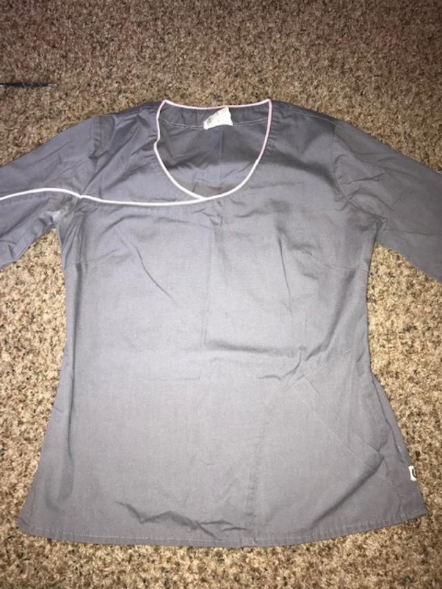 XS URBANE SCRUBS TOP AND PANTS MEDICAL BOTTOMS PINK GRAY NURSING