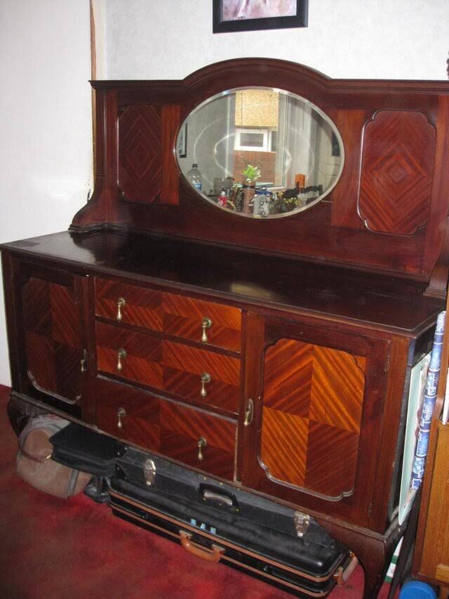 Antique mahogany sideboard with oval mirror in Abersychan, Torfaen