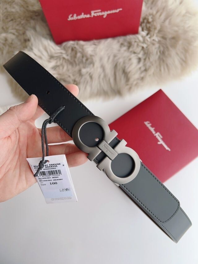 Pre-owned Ferragamo Salvatore  Black And Brown Double Sided Gancini Belt Sz 100cm 34-36