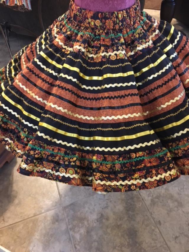 Square Dance Skirt, Fall Colors, Size Medium, 20