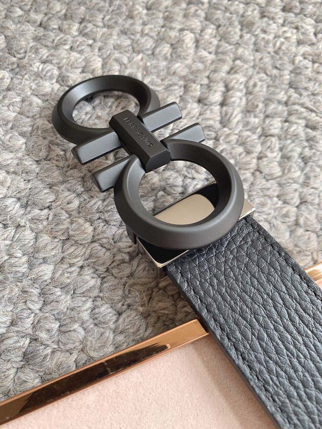 Pre-owned Ferragamo Salvatore  Black/brown Double Sided Adjustable Gancini Belt Blackbuckle