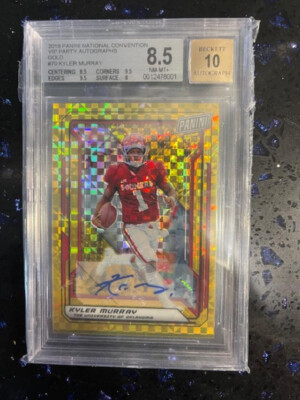 2019 Kyler Murray Auto Gold Checkerboard Panini National VIP #4/5   BGS 8.5, 10