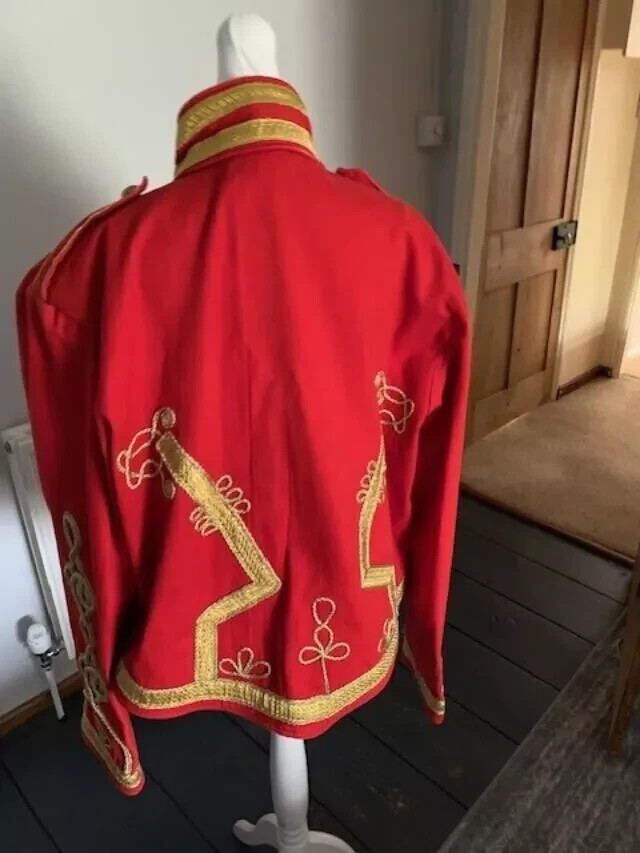 Pre-owned Handmade Men's Red Wool Hussar Jacket, Men' Red Hussar Jacket