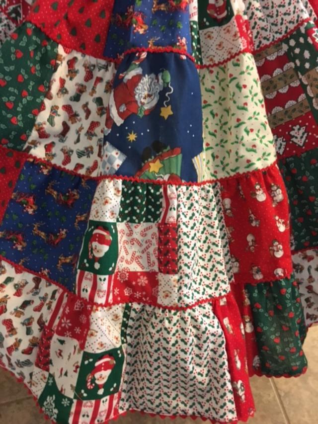 Square Dance Skirt, Christmas Patchwork, Size Large, 20