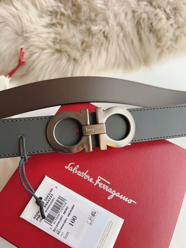 Pre-owned Ferragamo Salvatore  Black And Brown Double Sided Gancini Belt Sz 100cm 34-36