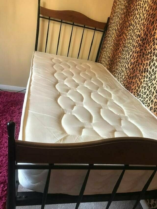Marks & Spencer single metal frame bed and luxury mattress, excellent