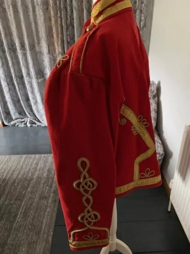 Pre-owned Handmade Men's Red Wool Hussar Jacket, Men' Red Hussar Jacket