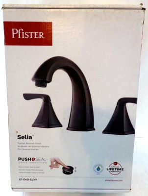 Pfister Selia Tuscan Bronze 2 Handle 8-20'' Widespread Bathroom Push+Seal *NEW