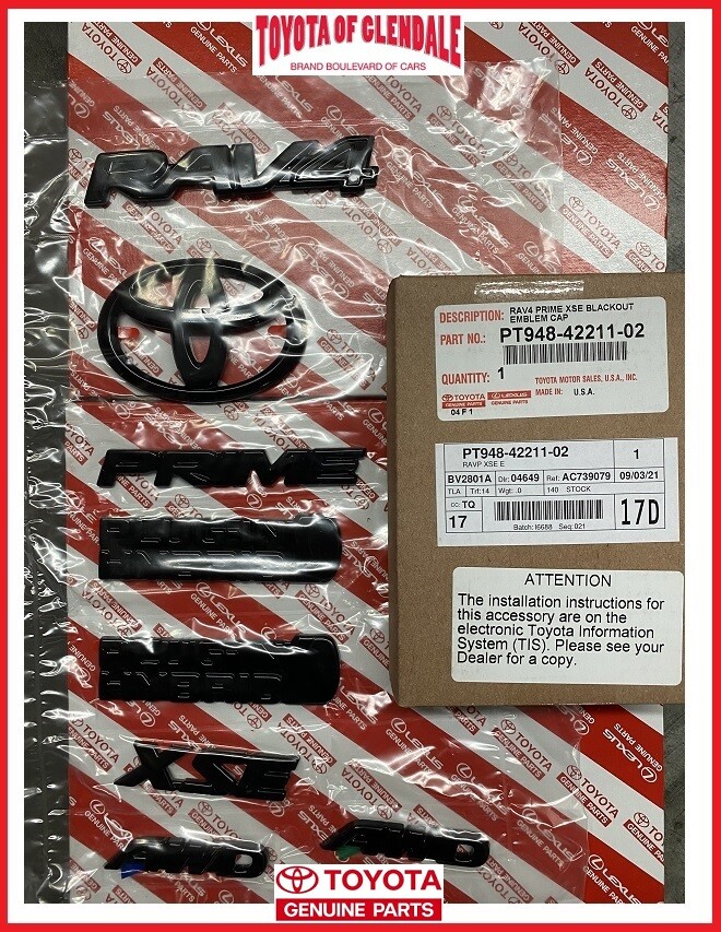 2021-2024 TOYOTA RAV4 PRIME XSE BLACKOUT EMBLEM OVERLAY KIT