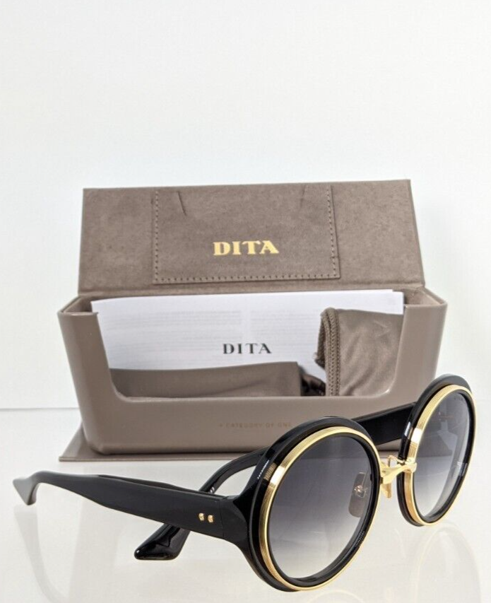 Pre-owned Dita Authentic  Sunglasses Micro-round Dts 406-a-01 Black & Gold Frame In Gold & Black