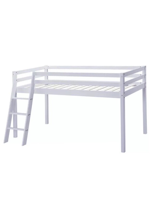White Cabin Bed Mid Sleeper Kids Bed Wooden Solid Pine Boys
